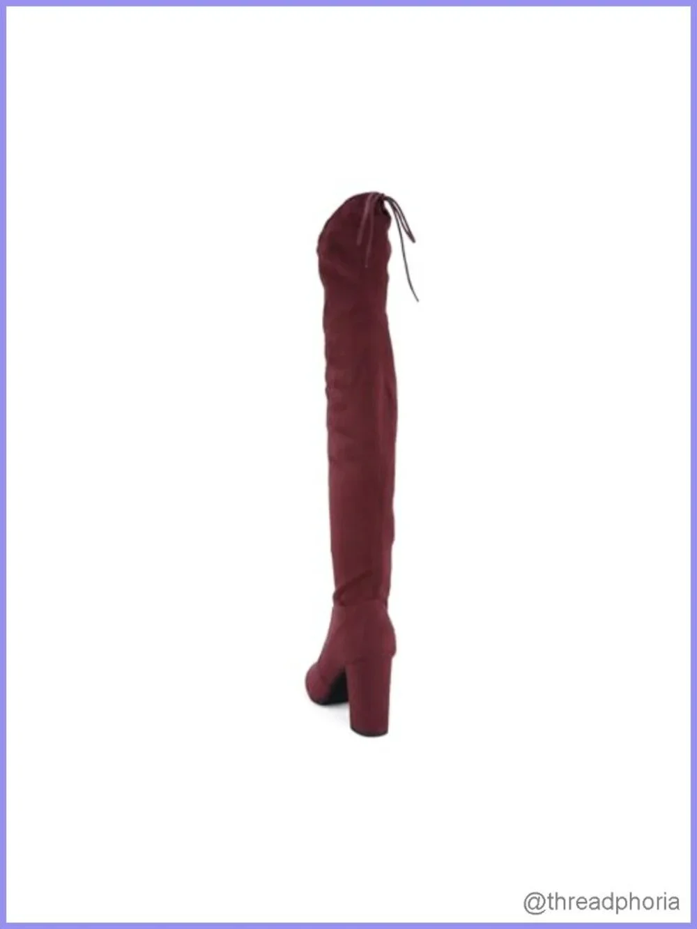 Soda Glora Women Round Toe Drawstring High Heel Over the Knee Boots in Vegan